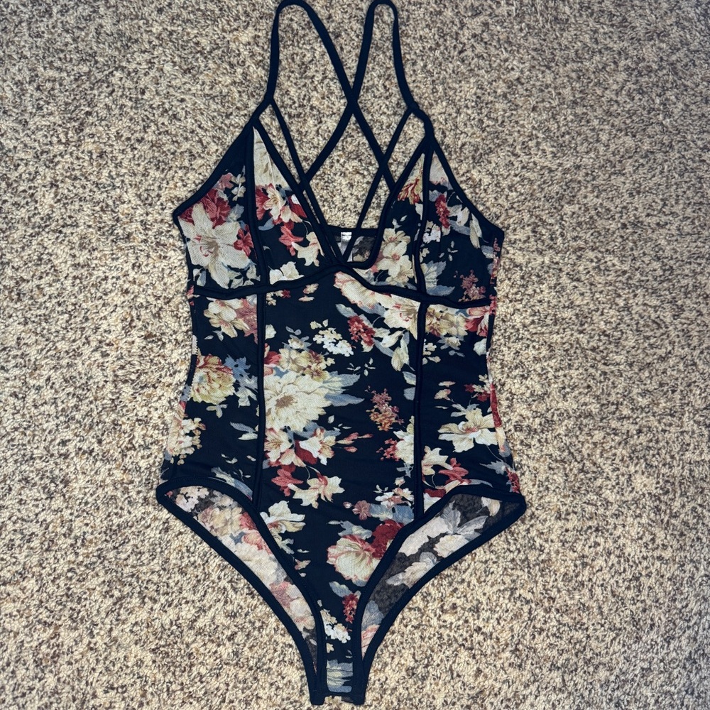 A Ellen Mesh Floral Bodysuit